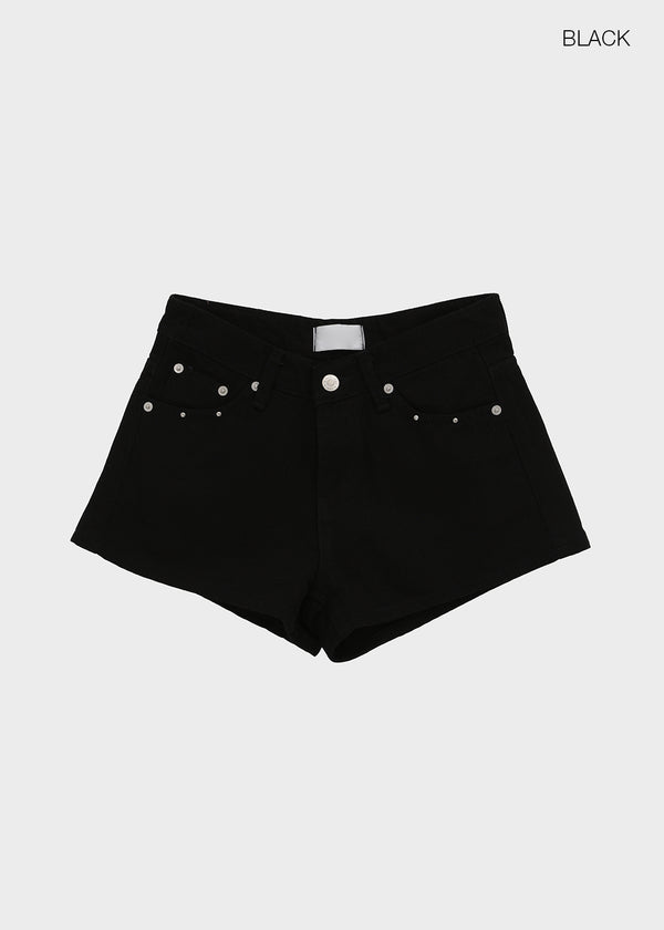 Overt studded cotton shorts