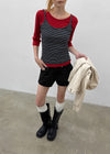 Blunt U-neck 3/4 sleeves