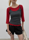Blunt U-neck 3/4 sleeves