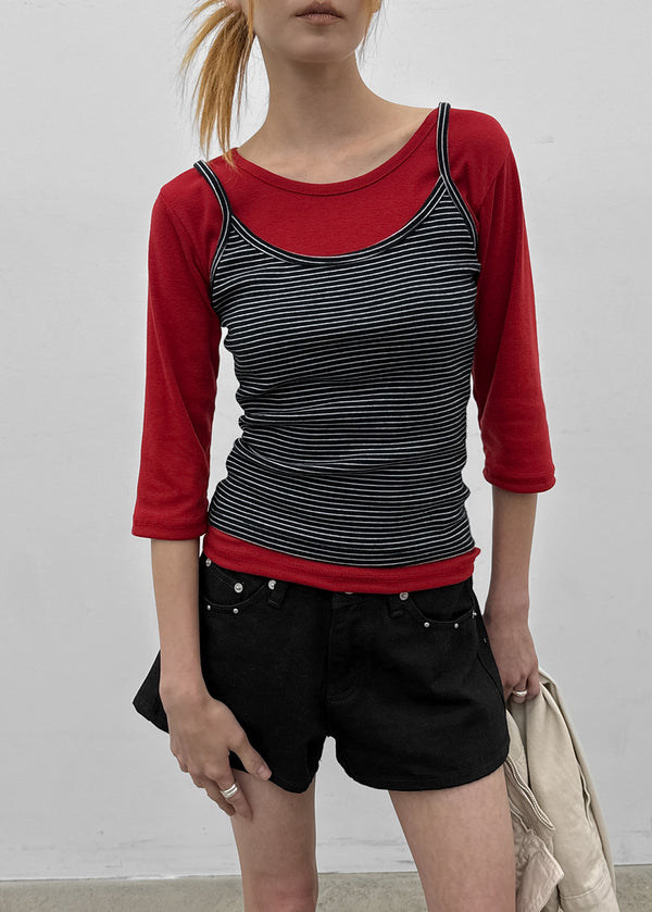 Blunt U-neck 3/4 sleeves