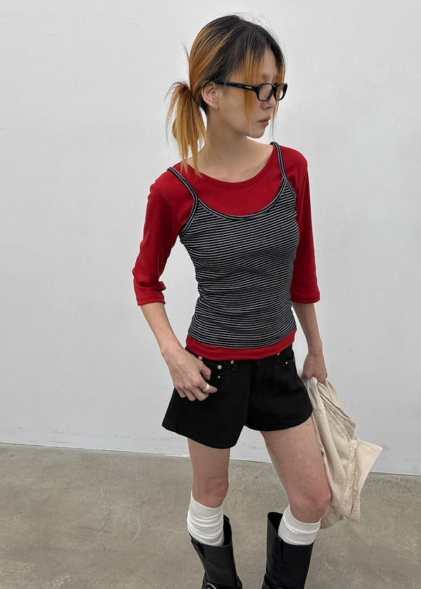 Blunt U-neck 3/4 sleeves
