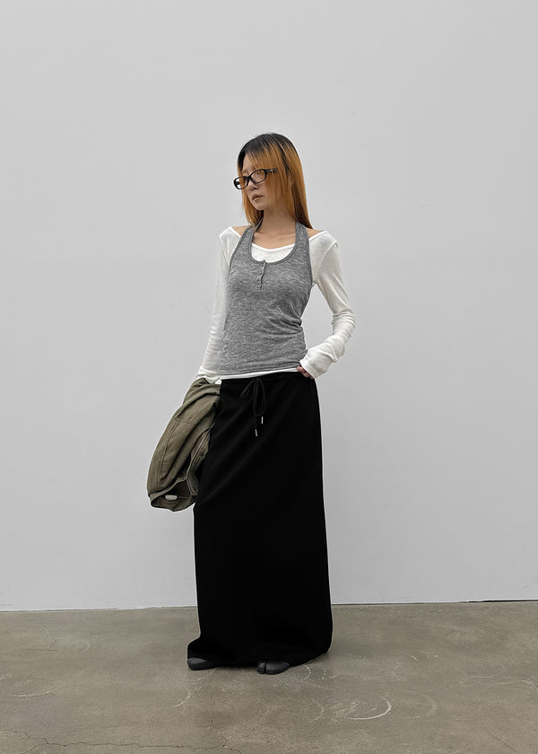 [MADE] Dali Layered Halter Long Sleeve Tee