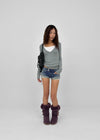 Up low-waist denim shorts