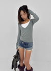 Up low-waist denim shorts