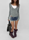 Up low-waist denim shorts