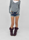 Up low-waist denim shorts