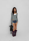 Up low-waist denim shorts