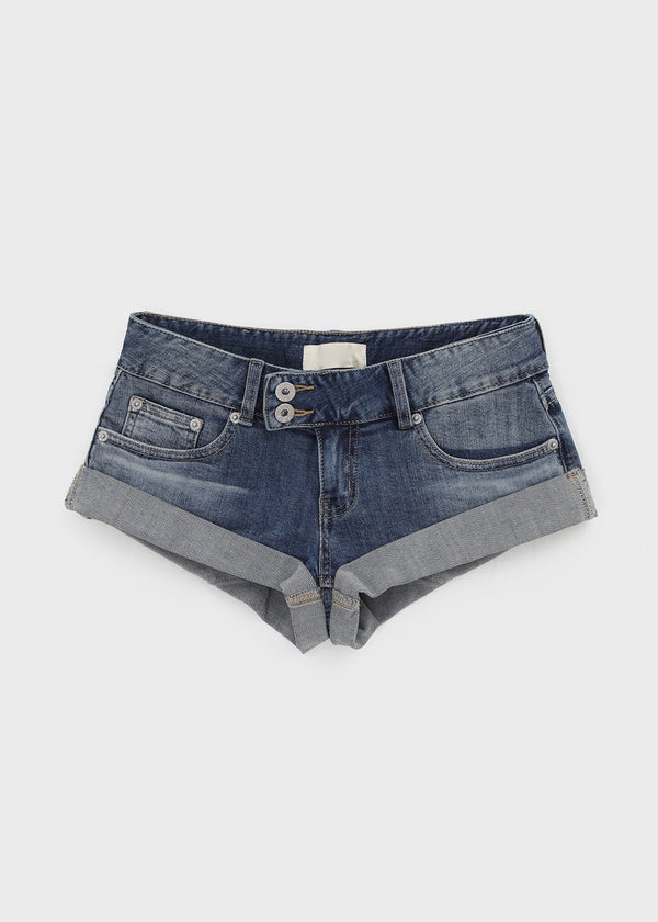 Up low-waist denim shorts