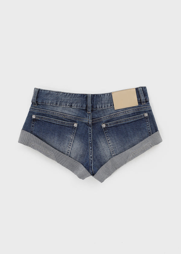 Up low-waist denim shorts