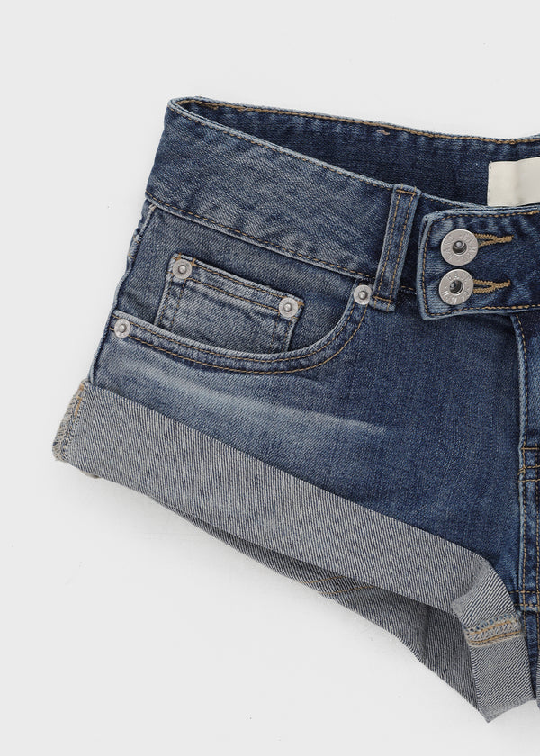 Up low-waist denim shorts