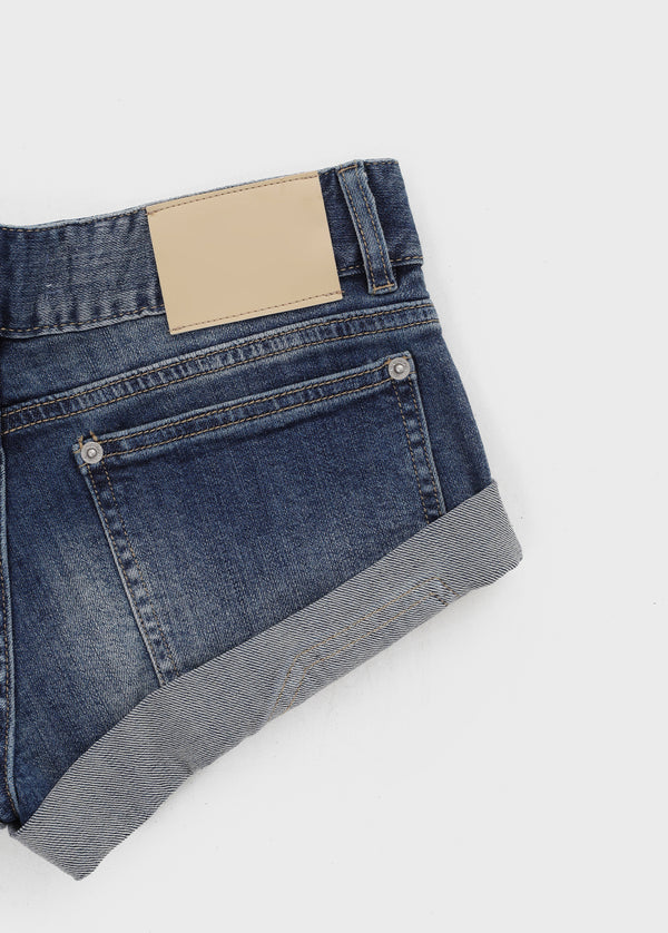 Up low-waist denim shorts