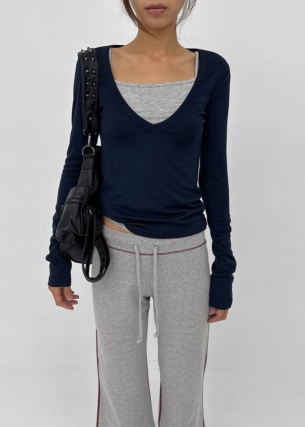 [MADE] Rosa Deep V-Neck Long Sleeve Tee