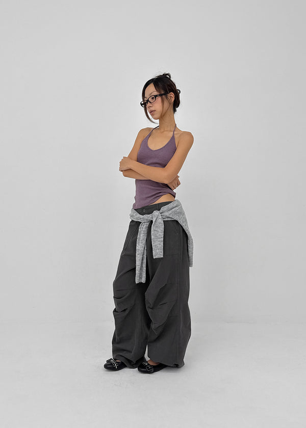 Foremble Ribbed Halter Sleeveless