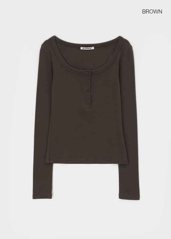 [MADE] Karl Henley Neck Long Sleeve Tee