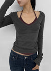 [MADE] Rosa Deep V-Neck Long Sleeve Tee