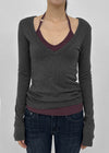[MADE] Rosa Deep V-Neck Long Sleeve Tee