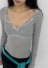 V-All Lace Deep V-Neck Long Sleeve Tee