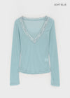 V-All Lace Deep V-Neck Long Sleeve Tee