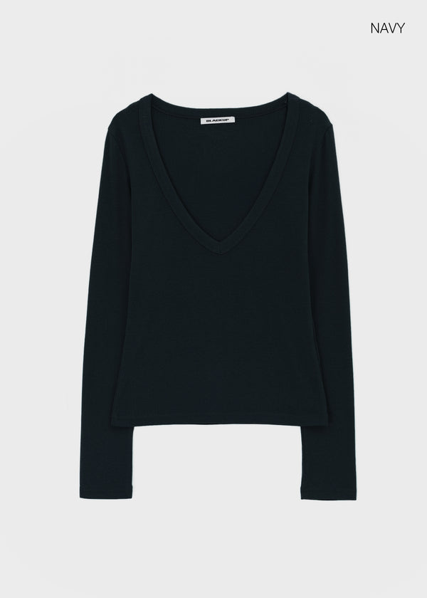 [MADE] Rosa Deep V-Neck Long Sleeve Tee