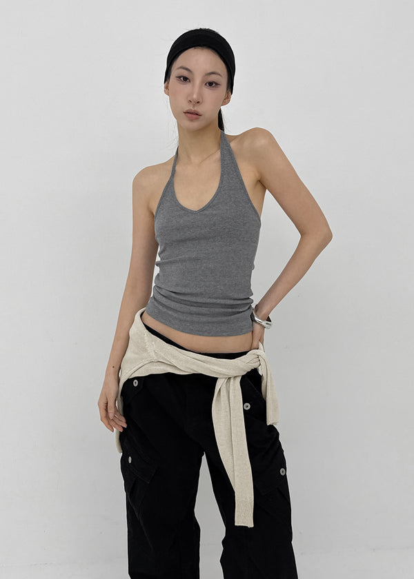 Noah Asymmetrical V-neck Halter Sleeveless