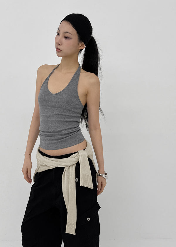 Noah Asymmetrical V-neck Halter Sleeveless