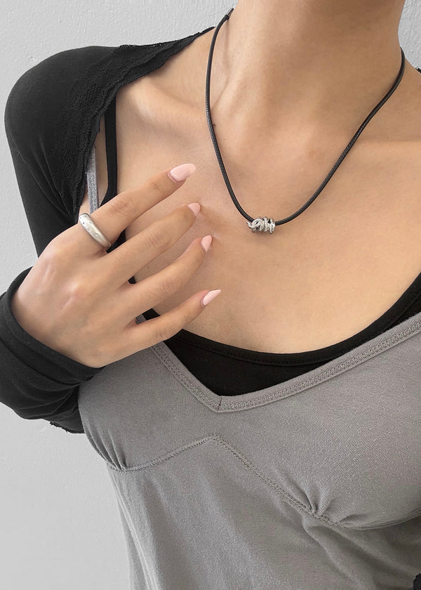 Wheelin twisted leather cord necklace