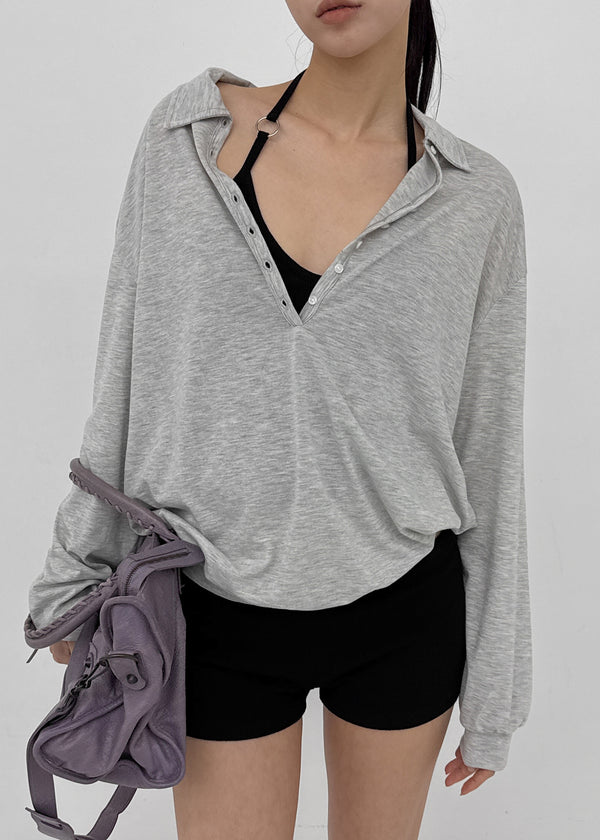 Monz Deep Collar Long Sleeve Tee