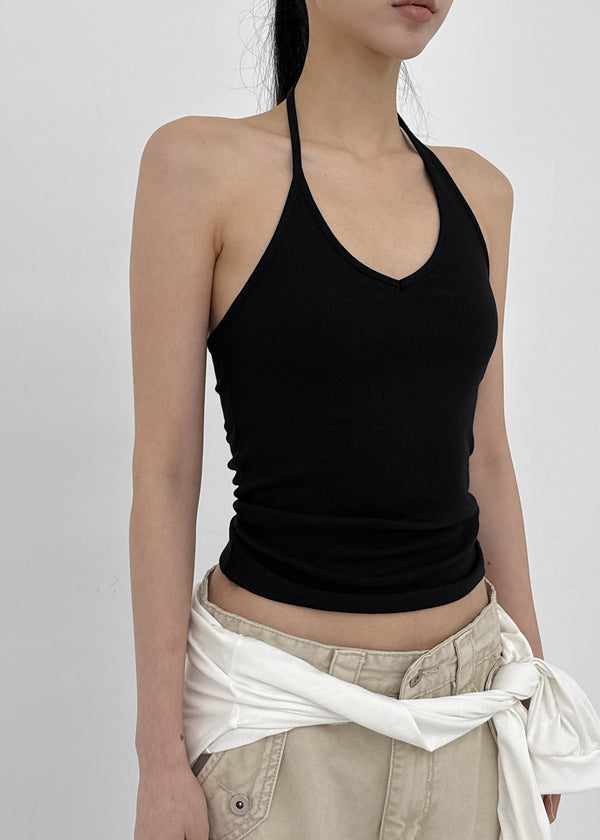 Noah Asymmetrical V-neck Halter Sleeveless