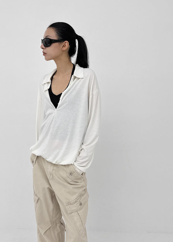 Monz Deep Collar Long Sleeve Tee