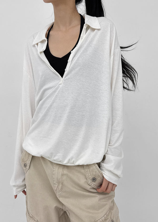 Monz Deep Collar Long Sleeve Tee