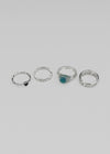 Biya 4-piece silver ring set