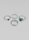 Biya 4-piece silver ring set