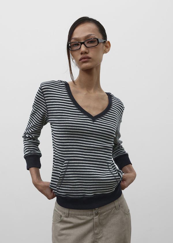 [MADE] Zeppel Striped V-Neck Hoodie Sleeveless
