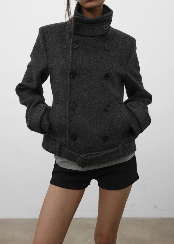 [MADE] Molte Double-Button Slim Short Coat (30% Wool)