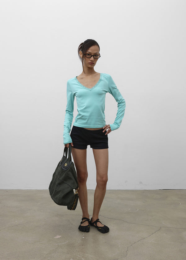 [MADE] Zeromi Lace V-Neck Long Sleeve Tee