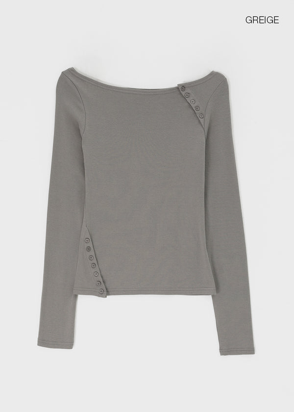 [MADE] Sur Slit Button Long Sleeve Tee