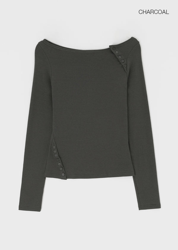 [MADE] Sur Slit Button Long Sleeve Tee