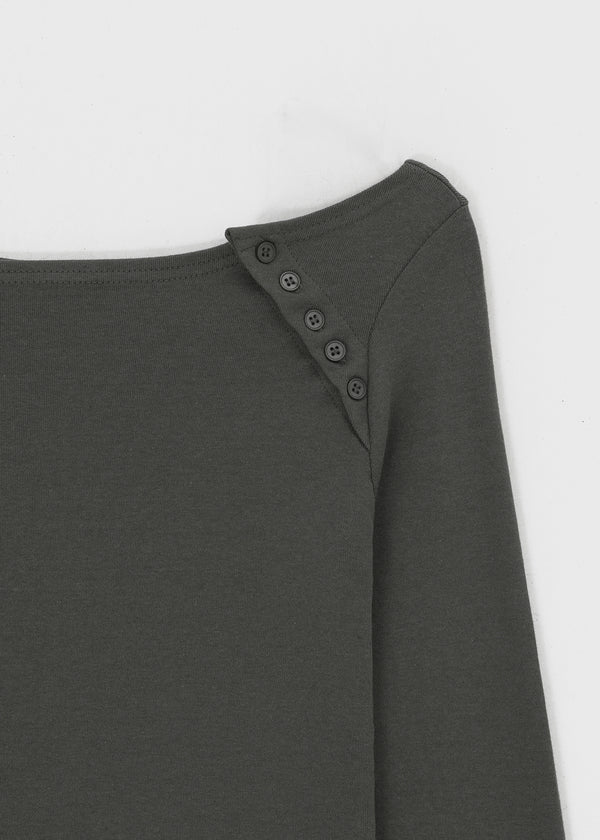 [MADE] Sur Slit Button Long Sleeve Tee