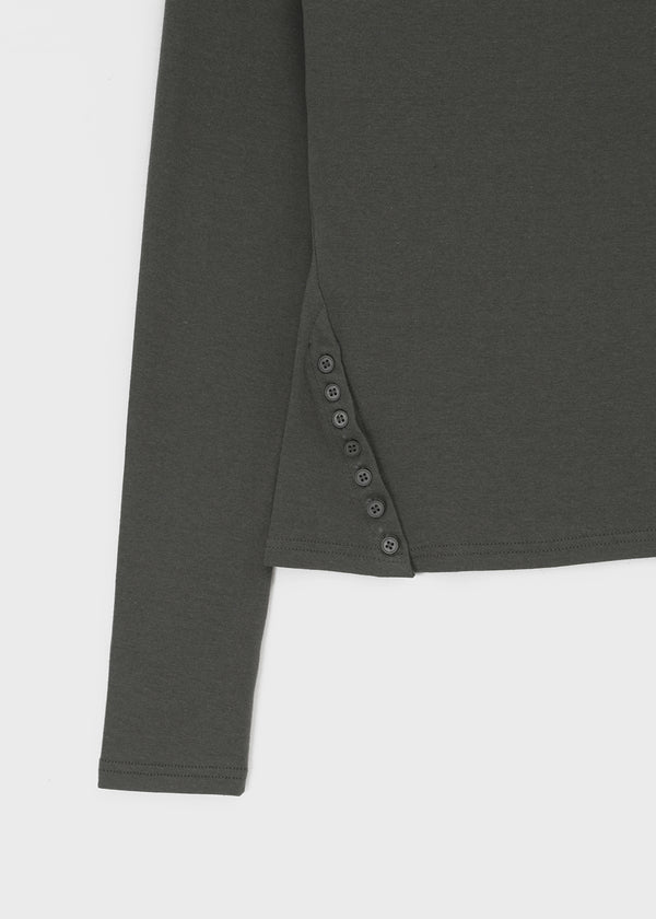[MADE] Sur Slit Button Long Sleeve Tee
