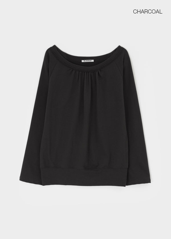 [MADE] Mumu Boat Neck Shirred Long Sleeve Tee
