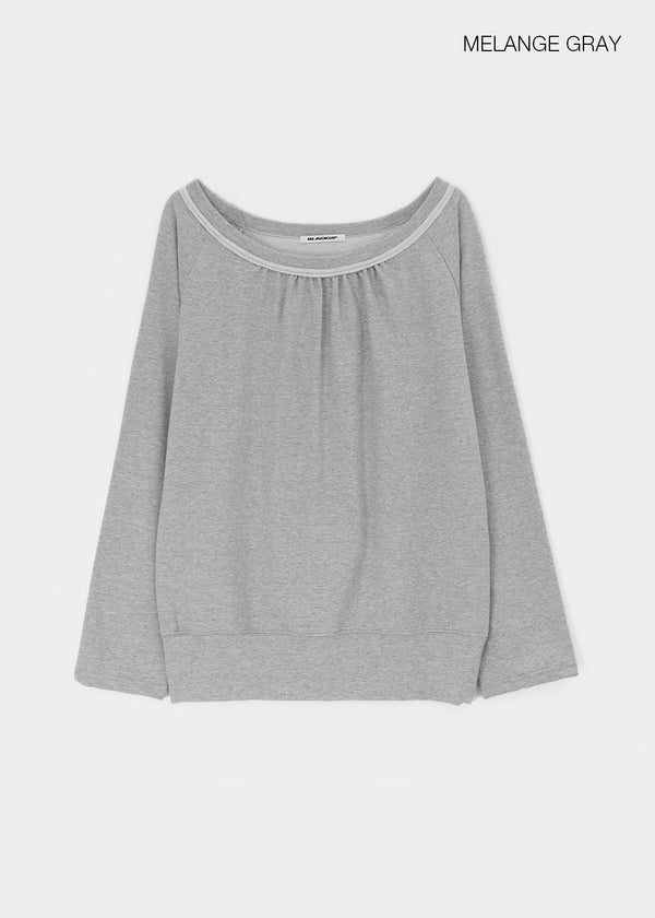 [MADE] Mumu Boat Neck Shirred Long Sleeve Tee