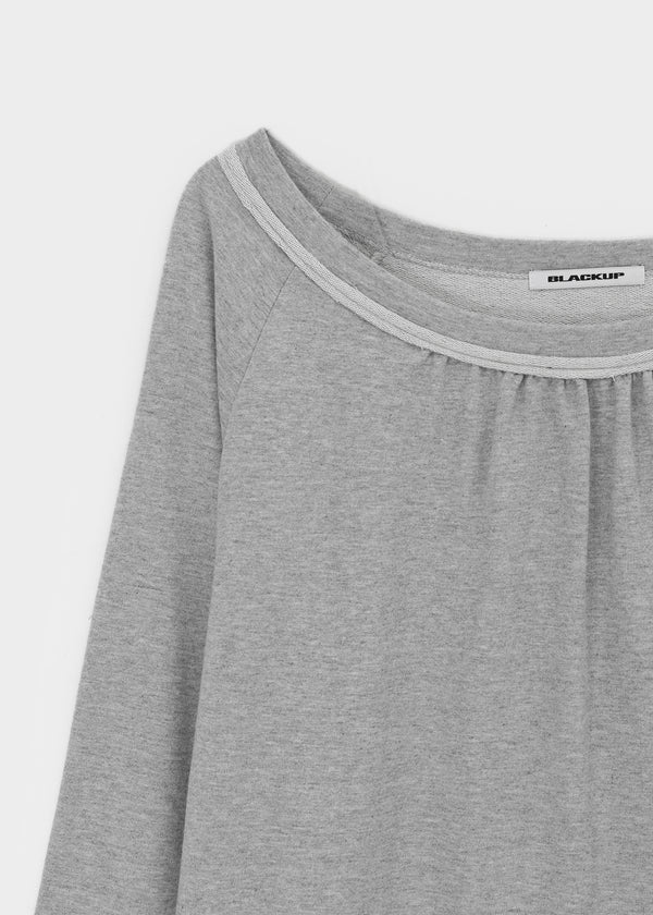 [MADE] Mumu Boat Neck Shirred Long Sleeve Tee