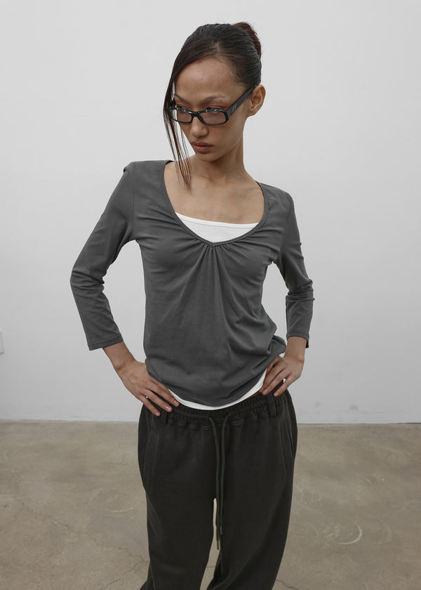 [MADE] Rope & Shirred V-Neck Sleeveless Top