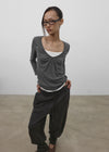 [MADE] Rope & Shirred V-Neck Sleeveless Top