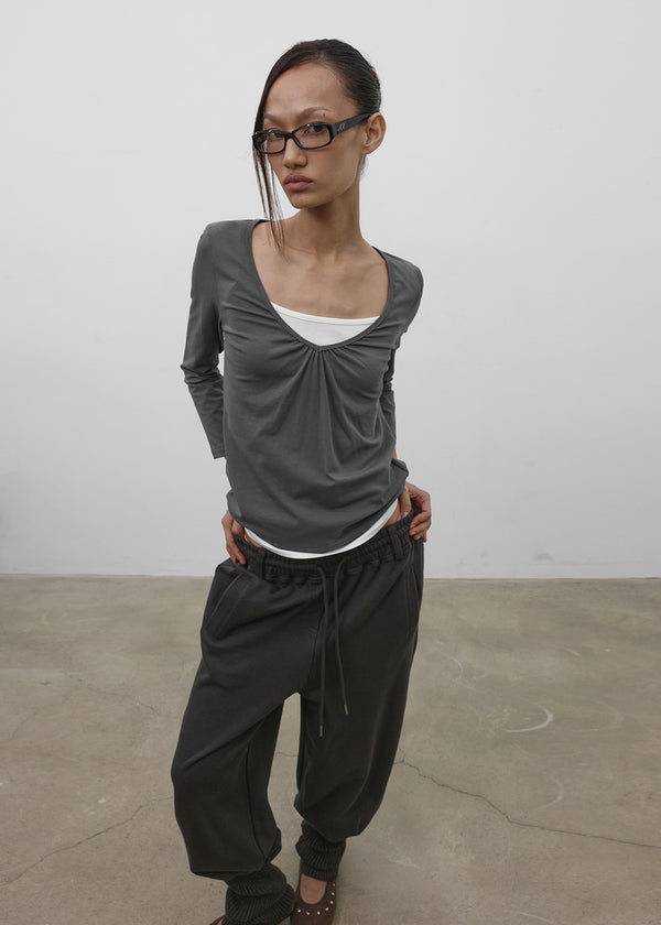 [MADE] Rope & Shirred V-Neck Sleeveless Top