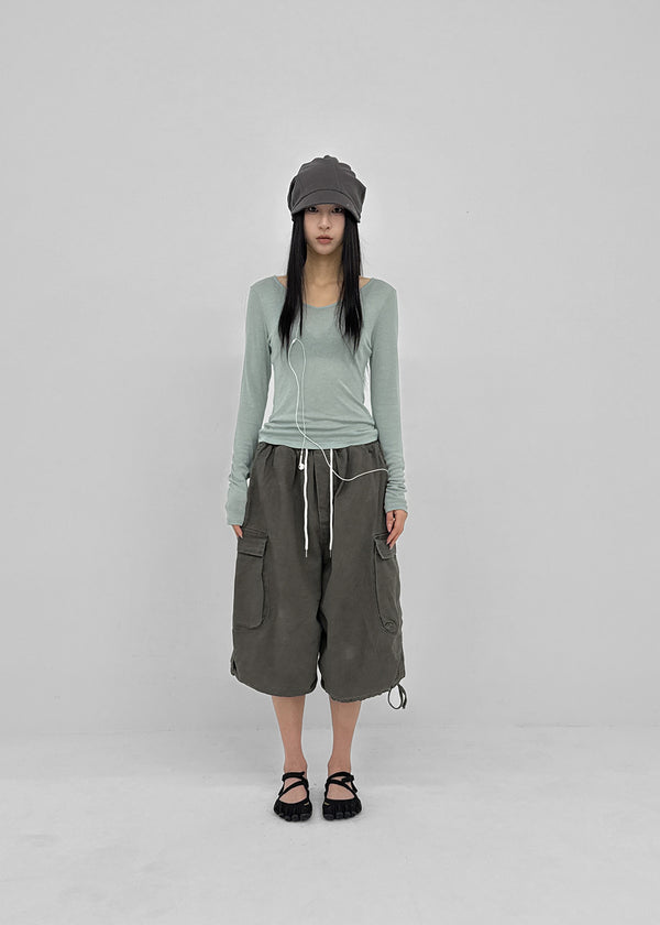 (UNISEX) Clande Banding Cargo Bermuda Shorts