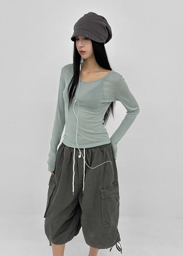 [MADE] Tenlua Wool Tencel V-Neck Long Sleeve Tee (50% Tencel)