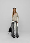Kohwi Lace V-neck Long Sleeve T-shirt