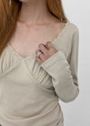 Kohwi Lace V-neck Long Sleeve T-shirt
