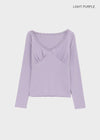 Kohwi Lace V-neck Long Sleeve T-shirt